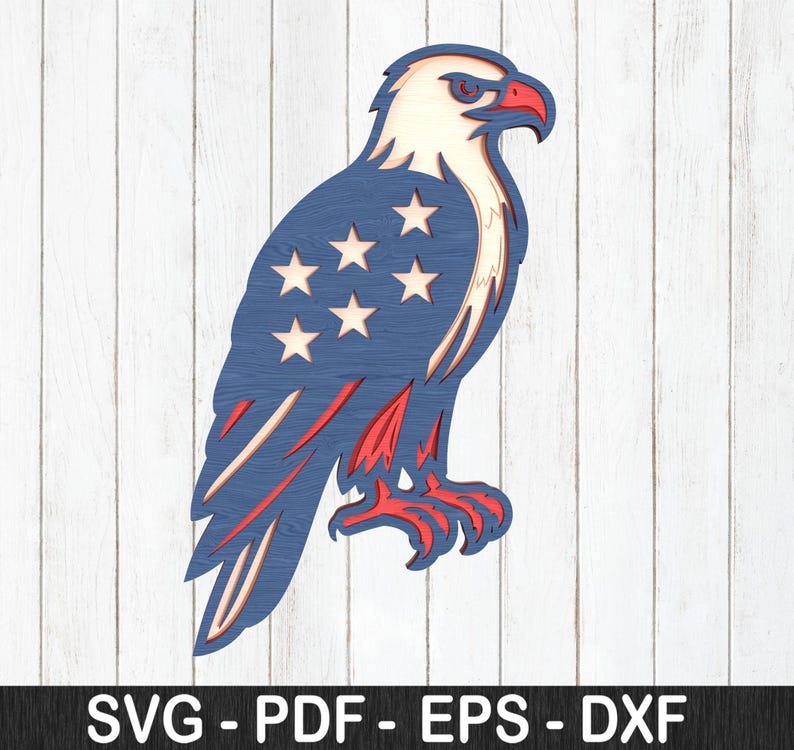 Patriotic Eagle SVG Bundle: American Flag Laser Cut Files (digital ...