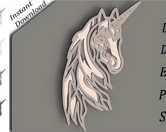 Multilayer Unicorn Svg File | 3D Papercut Unicorn Cricut Design | Fantasy Horse Clipart | Layered Unicorn Png Svg Dxf Eps for DIY Crafts