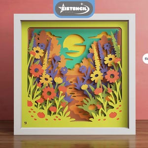 Floral Garden Path 3D Shadow Box SVG: Layered Paper Cut File (Digital Download)