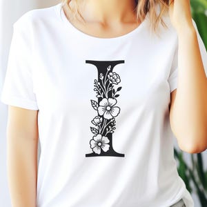 Floral Letter I SVG: Botanical Alphabet Cut File (Instant Download)
