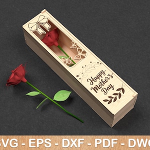 Alles Liebe zum Muttertag Rose Box SVG für Laser Cut Dateien, zweischichtige Rose Laser Cut Geschenkbox, Vektordateien für Laser, Geschenk für Mama.