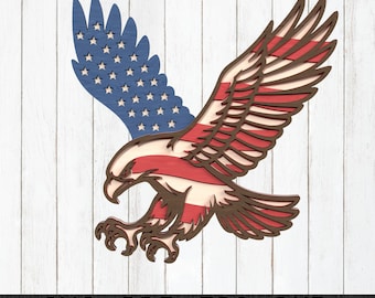Patriotic Eagle American Flag SVG: Multilayer Laser Cut File (Digital Download)