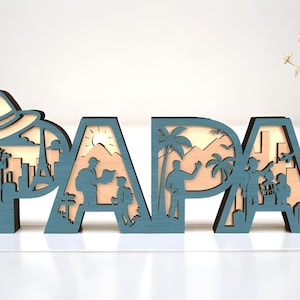 Placa 3D em camadas para papai | Presente para o pai SVG | Placa de mãos da família SVG | Presente para o pai | Presentes para o dia dos pais SVG | Arquivos SVG Glowforge | Arquivos cortados a laser |