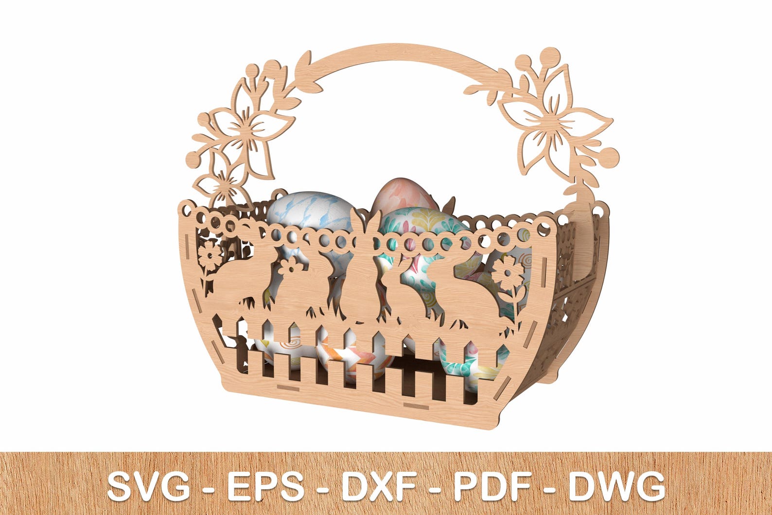 Easter Bunny Wooden Crate Laser Cut File Easter Basket Svg Laser File ...