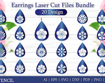 Paquete SVG de pendientes de flores: más de 20 diseños cortados con láser (descarga digital)