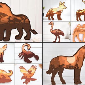 Desert Wildlife Layered SVG: 3D Laser Cut Animal Bundle (PDF)
