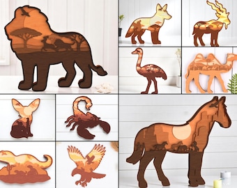 Desert Wildlife gelaagde SVG: 3D lasergesneden dierenbundel (pdf)