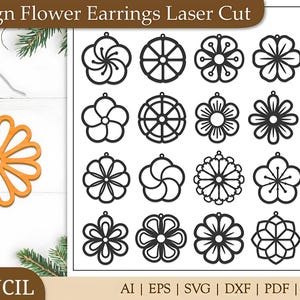 20 Floral Earrings svg, Earrings svg, Boho Earrings svg, Hanging Earrings svg, Flowers earrings svg, Glowforge svg, Laser cut file