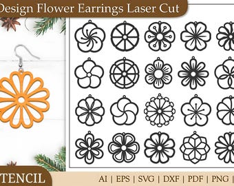 Floral Earrings SVG, Laser Cut Flower Designs (Digital Download)