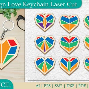 10 Design Love Keychain Laser cut, Romantic Keychain laser cut, Keyring Files Laser Cutting, Keychain Glowforge Cut Templates, Keychain Svg