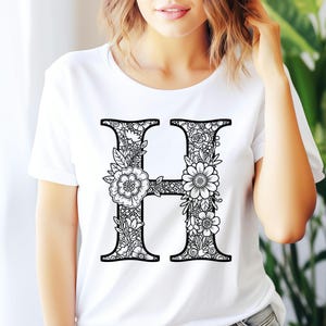 Floral Letter H SVG: Botanical Alphabet Cut File (Instant Download)