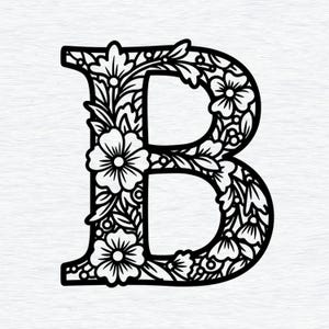 Floral Monogram Letter B SVG Cut Files: Fancy Alphabet (Digital Download)