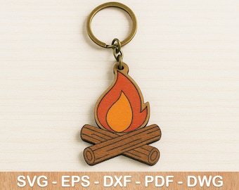 Campfire Keychain SVG Design: Laser Cut Files (Digital Download)