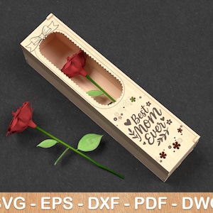 Best Mom Ever Rose Box SVG for Laser Cut Svg Files, Two Layered Rose Laser Cut Gift Box, Vector Files For Laser , Gift for Mom.