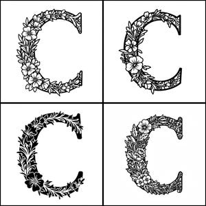 Floral Monogram Letter C SVG Cut Files: Fancy Alphabet (Digital Download)