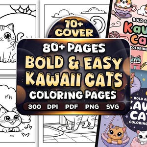 80+ Kawaii Cat Routines Coloring Pages, Kawaii Coloring Book, Kawaii Fantasy for Adults and Kids Printable Pdf