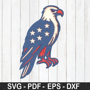 Eagle 3d multilayer svg/USA mandala/Patriotic paper cut/Plywood cut/Digital patriotic/DIY gift/Patriotic laser cut/Shadow box /USA flag cnc