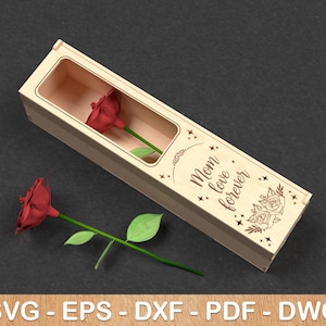 Maman amour pour toujours boîte cadeau SVG pour fichiers Svg découpés au laser, boîte cadeau rose deux couches découpée au laser, fichiers vectoriels pour laser, cadeau pour maman