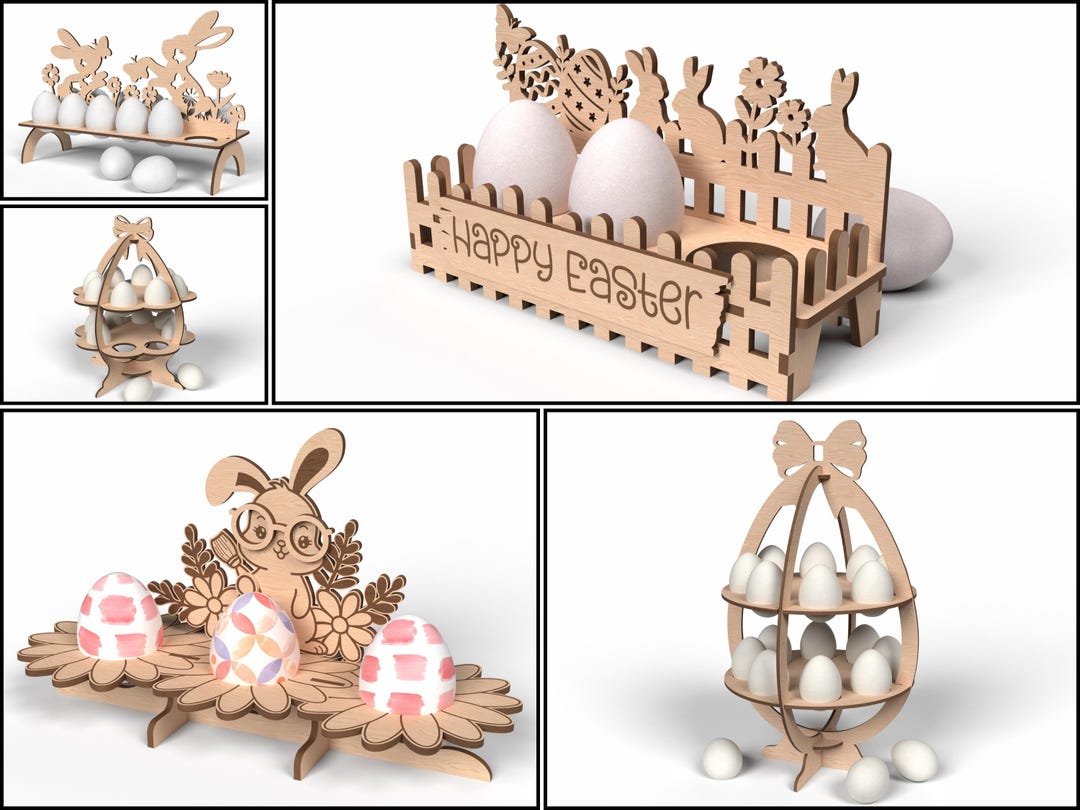 Laser Cut Easter Egg Holder SVG Bundle, Bunny Designs (digital Download ...