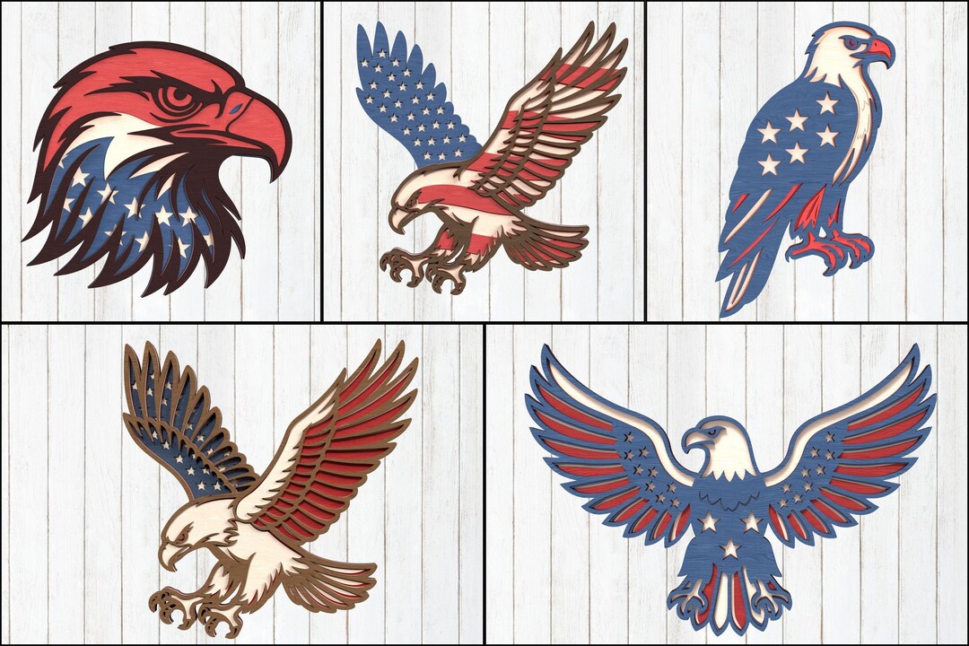 Patriotic Eagle SVG Bundle: American Flag Laser Cut Files (digital ...