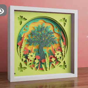 Spring Garden Paper Cut Shadow Box SVG: 3D Tree Mandala (Digital Download)