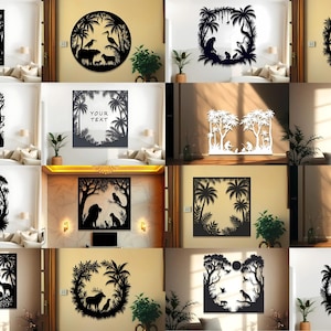 16 Jungle Animal Laser Cut Wall Art Files | Safari Forest Svg Dxf Png Bundle for Cricut and Glowforge | Wildlife Silhouette Home Decor
