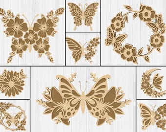 Butterfly Floral SVG Bundle – 3D Layered Laser Cut Files (Digital Download)