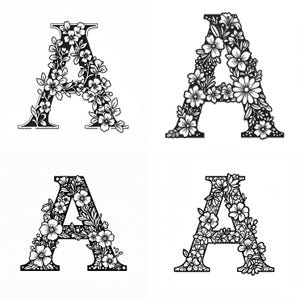 Floral Monogram Letter A SVG Cut Files: Fancy Alphabet (Digital Download)