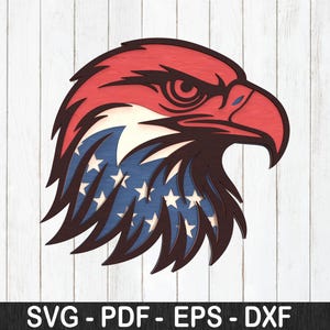 American Flag Eagle SVG: Multilayer Laser Cut File (Digital Download)