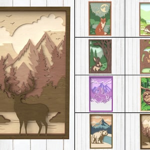Geschichtetes Waldtier SVG Bundle | 3D Multilayer Laserschnittdateien | Reh, Fuchs, Bär, Faultier, Woodland Wandkunst | Cricut & Glowforge SVG Pdf