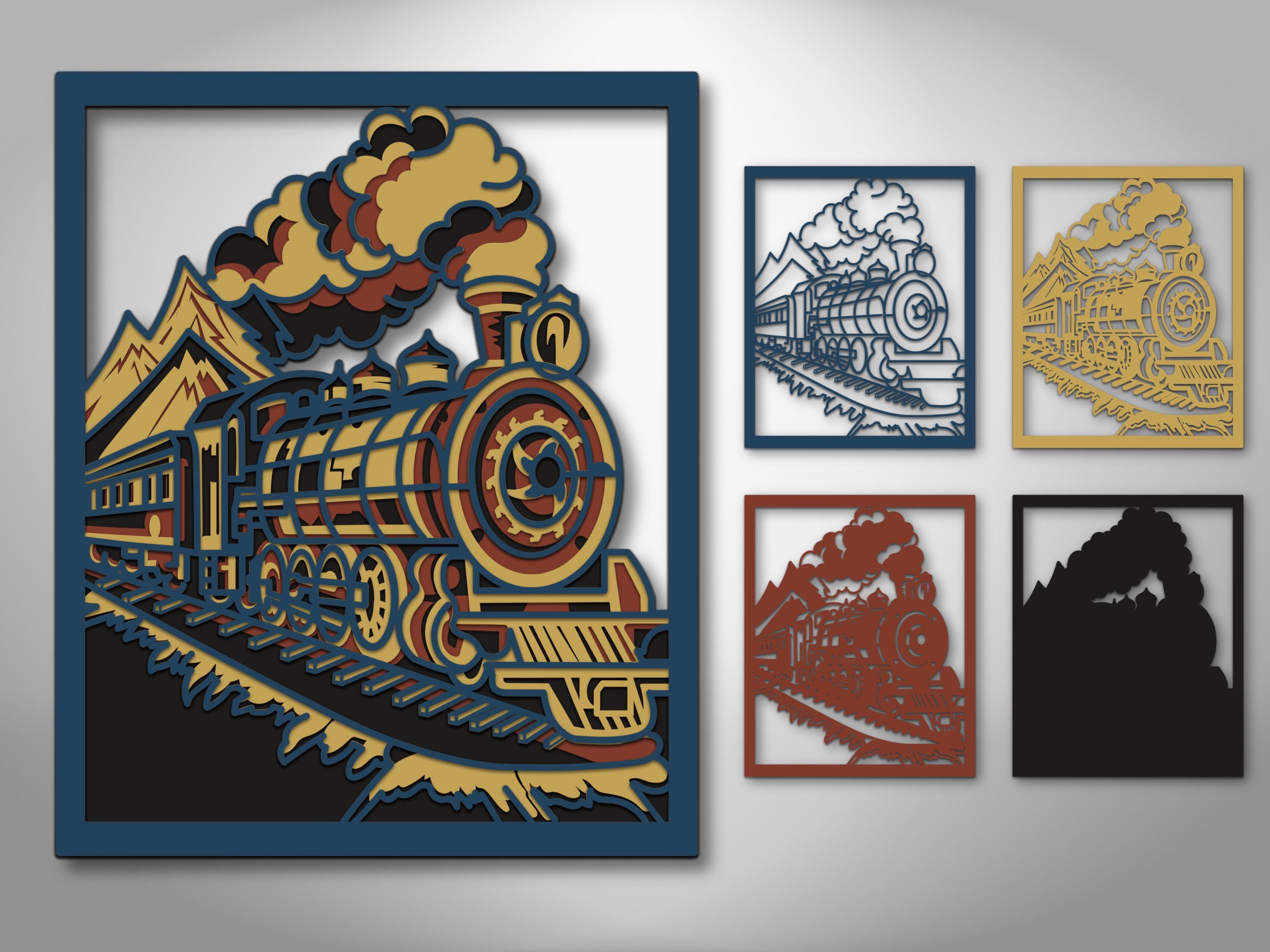 3D Layered Train SVG | 4 Layer Laser Cut File | Glowforge | Cricut ...