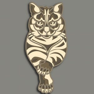 Multilayer Cat SVG File | 3D Layered Cat Wall Art | Cute Cat Laser Cut File for Cricut, Glowforge, CNC | Cat Lover Gift | Png Svg Download