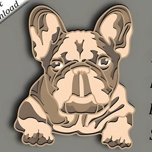 Mehrschichtige französische Bulldogge-Svg-Datei | 3D Hund Papierschnitt Design | Bulldogge Cricut | Geschichtete Haustier Clipart | Frenchie Dog Cut File zum Basteln