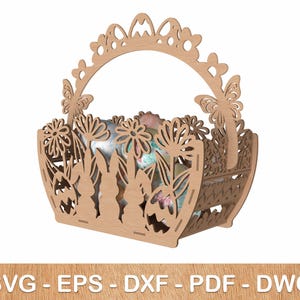 Easter Bunny Wooden Crate Laser Cut File Easter Basket Svg Laser File ...