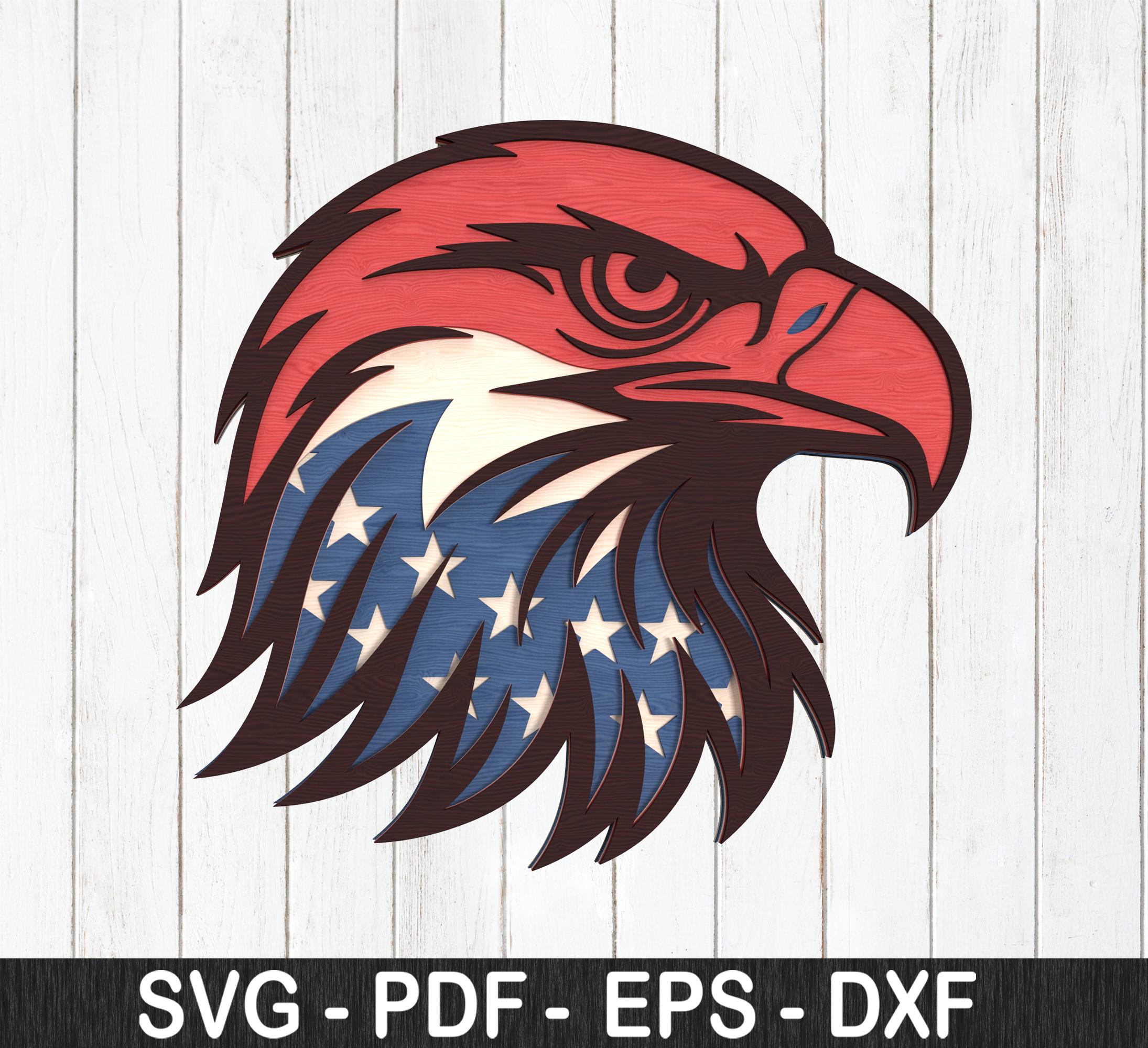 Patriotic Eagle SVG Bundle: American Flag Laser Cut Files (digital ...