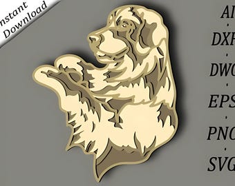Golden Retriever 3D Layered SVG: Dog Wall Art (Digital Download)