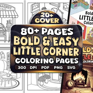 80+ Bold Easy Little Corner Coloring Pages | INSTANT DOWNLOAD | Printable Coloring Pages, Adult Coloring Book | Stress Relief Coloring Pages