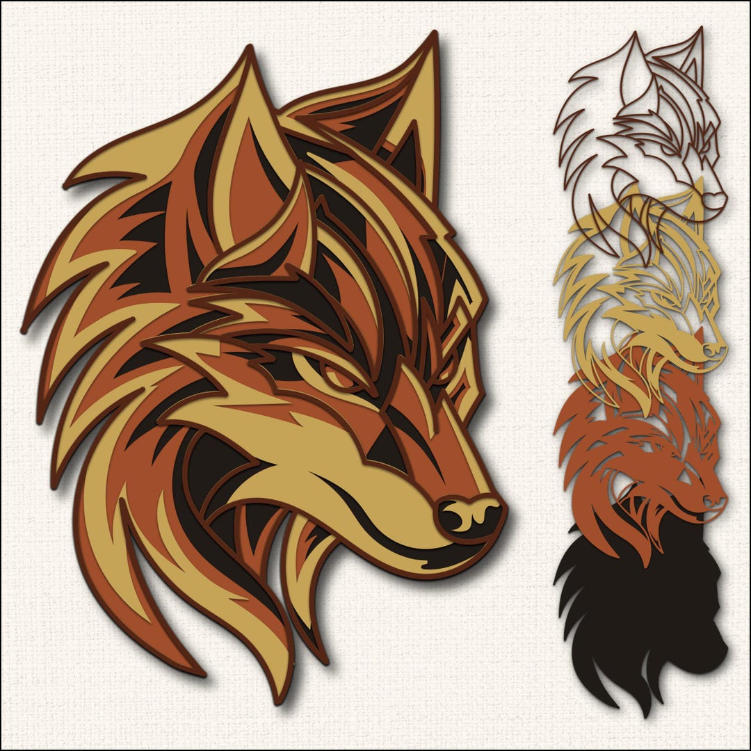 Layered Fox SVG | 4 Multilayer Laser Cut File | Glowforge Cricut 3D ...
