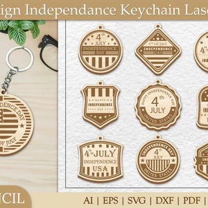 Unabhängigkeit Schlüsselanhänger Laser Cut, 4. Juli Schlüsselanhänger Bundle, Schlüsselanhänger Dateien Laser Cut, Schlüsselanhänger Glowforge Cut Templates, Schlüsselanhänger svg
