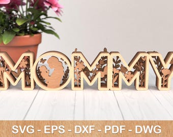 Mommy Baby 3D Laser Cut File: Mother's Day SVG DXF