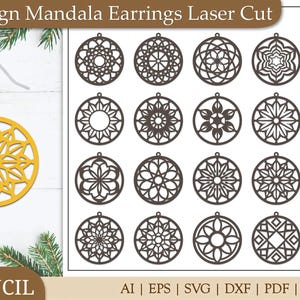 Laser Cut Earring SVG Bundle: Mandala Leaf Designs (Digital Download
