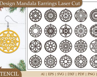 Laser Cut Earring SVG Bundle: Mandala Leaf Designs (Digital Download