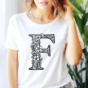 Floral Letter F SVG: Botanical Alphabet Cut File (Instant Download)