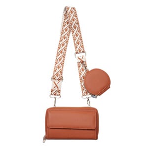 Bolso bandolera tipo cartera para mujer: bolso de hombro de piel sintética con correa estampada, pequeño bolso para el móvil, elegante bolso de diario, un regalo ideal.
