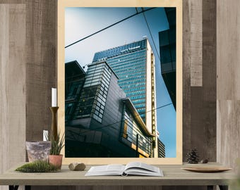 Impresión de la Torre de la Ciudad de Manchester: fotografía de arquitectura urbana moderna, arte mural de paisajes urbanos para el hogar o la oficina