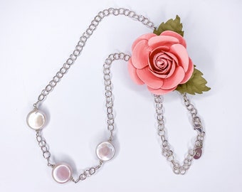 Coin Pearl Station Necklace Short