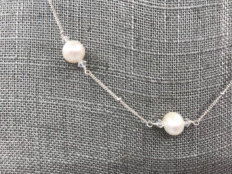 Sterling and Pearl Station Necklace