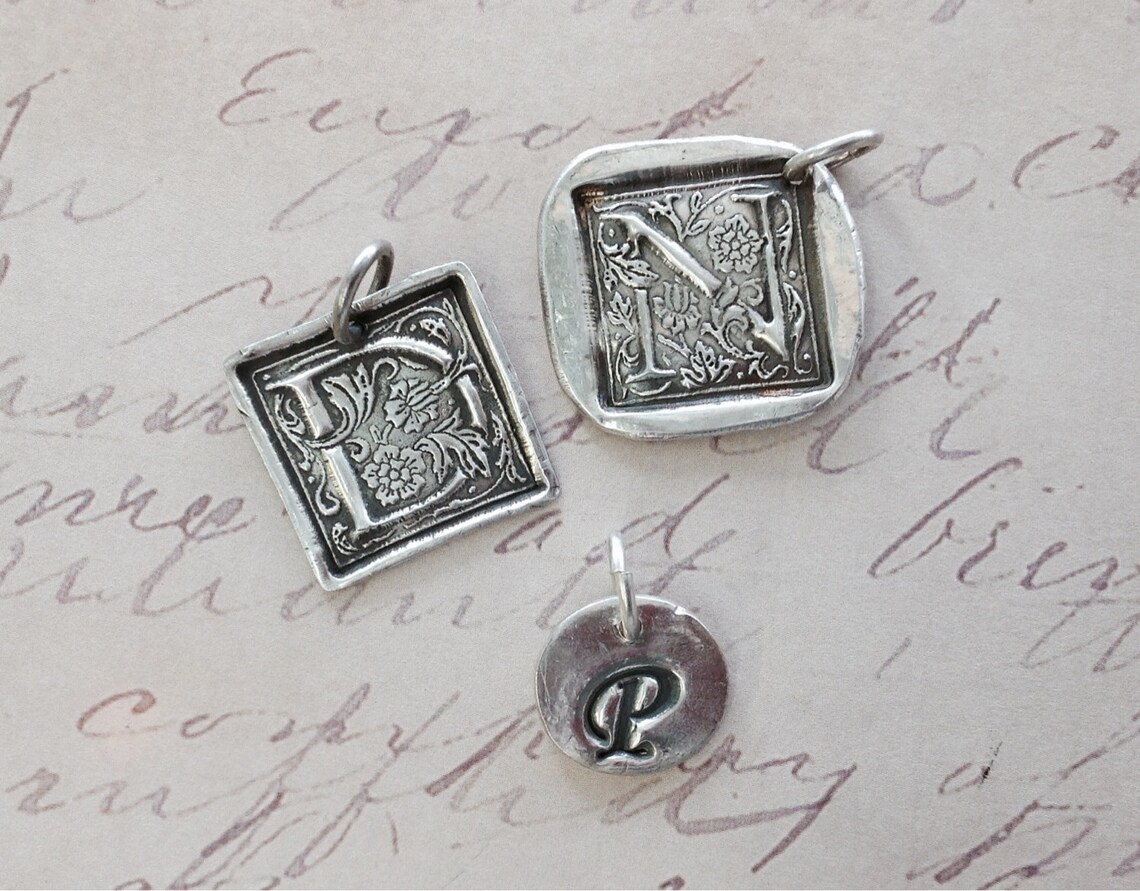 Pure Silver Wax Stamp Initial Without Border | Etsy