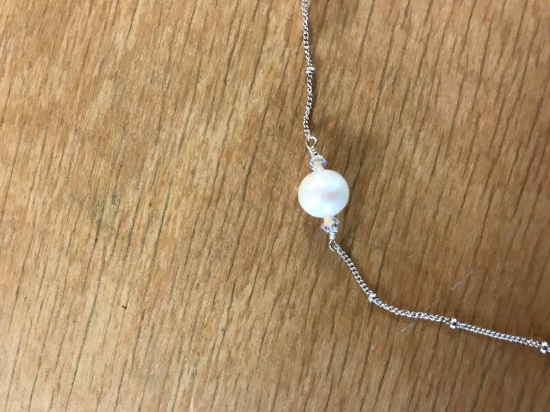 Sterling and Pearl Station Necklace