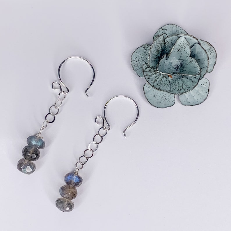 Labradorite Rondelle Earrings image 1